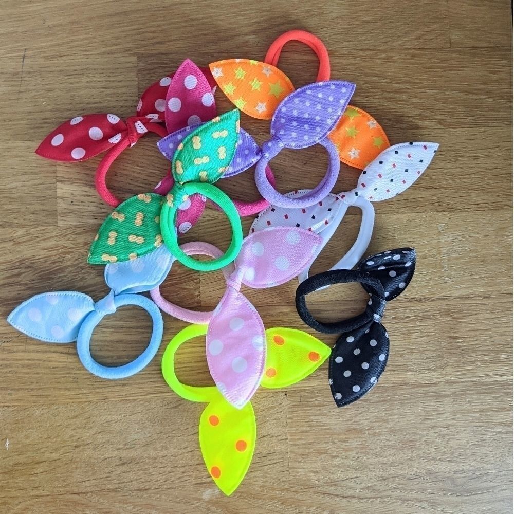 LOT of 10 hair elastics girl bow elastic New